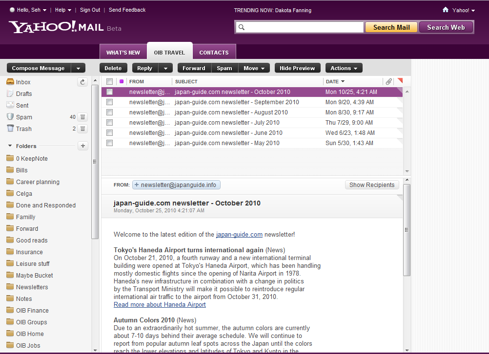 'Yahoo Mail Beta - Before'